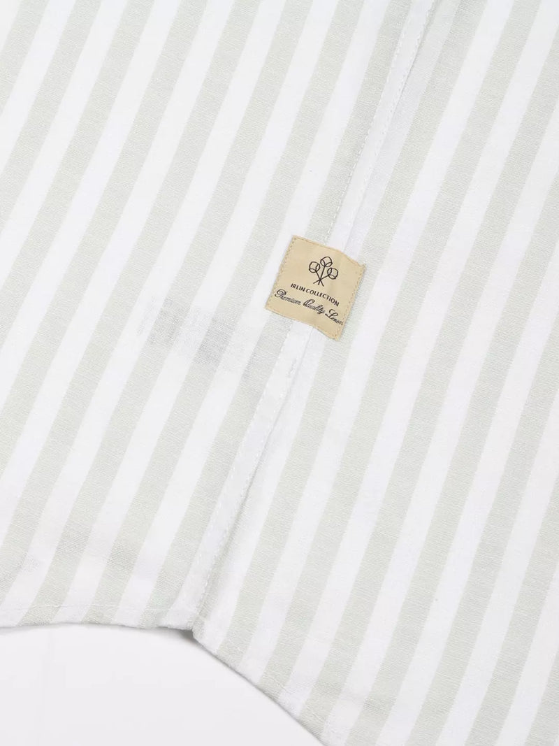 Thomas Scott Men Premium Linen Slim Fit Opaque Striped Casual Shirt