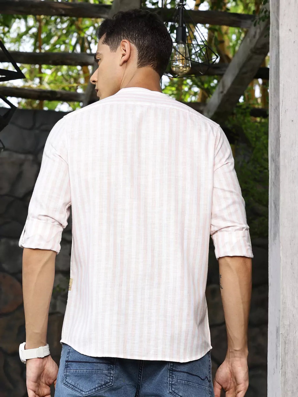 Thomas Scott Men Premium Linen Slim Fit Opaque Checked Casual Shirt