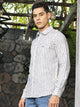 Thomas Scott Men Premium Linen Slim Fit Striped Spread Collar Casual Shirt