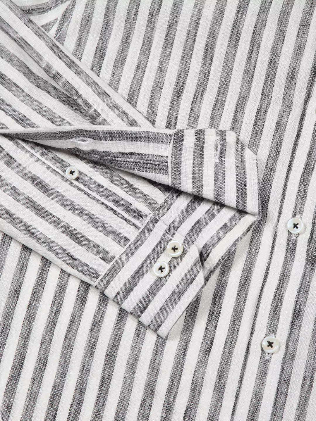 Thomas Scott Men Premium Linen Slim Fit Striped Spread Collar Casual Shirt