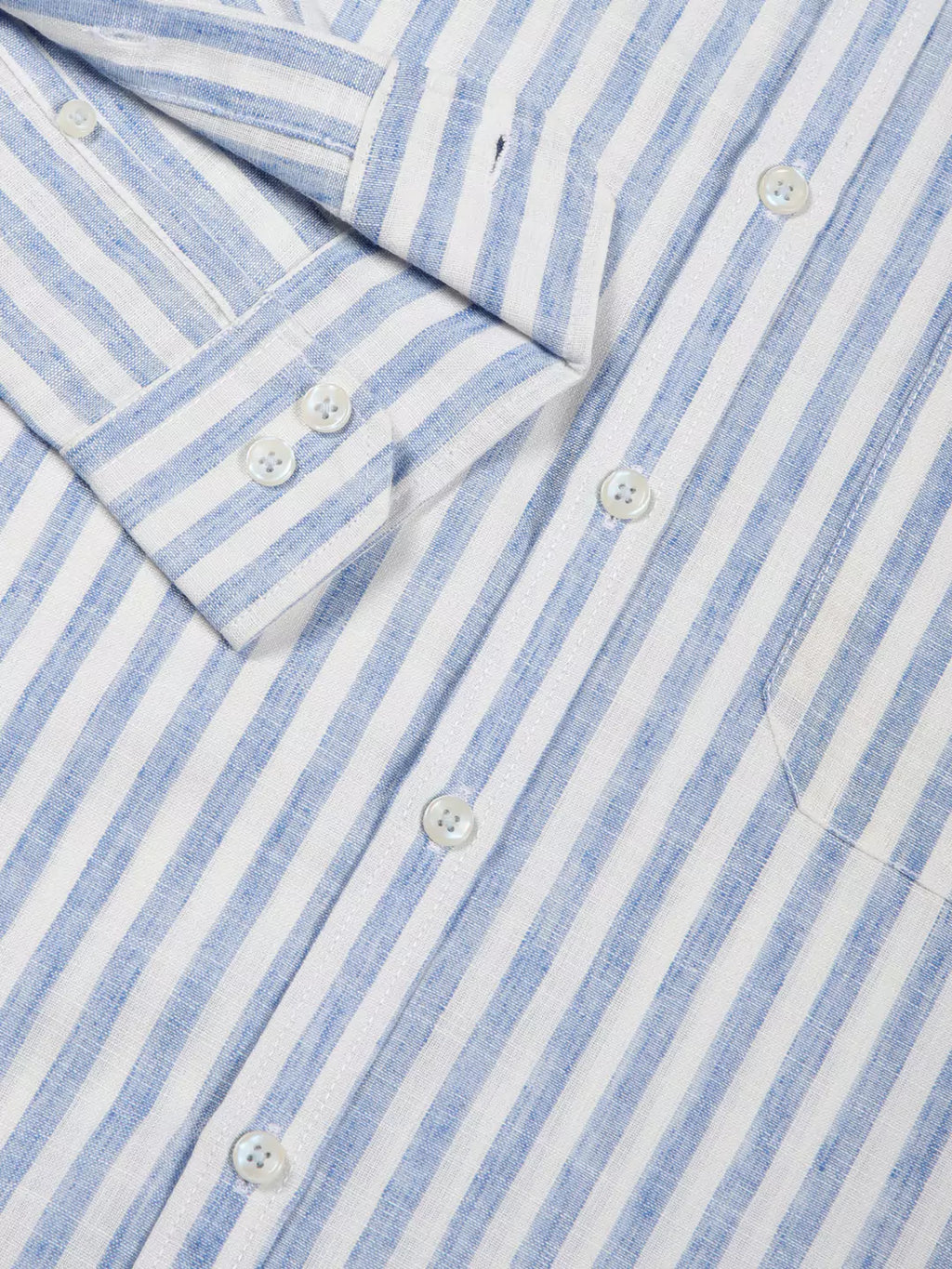 Thomas Scott Men Premium Linen Slim Fit Striped Spread Collar Casual Shirt