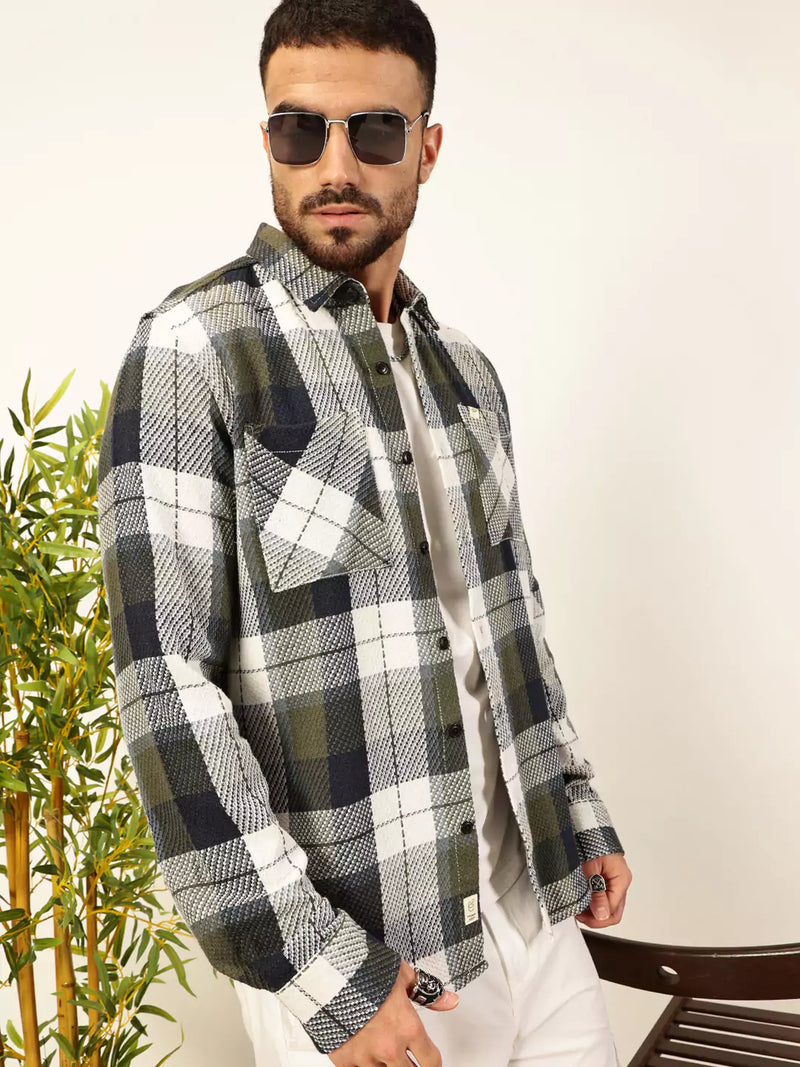 Thomas Scott Men Premium Tartan Checked Casual Shirt