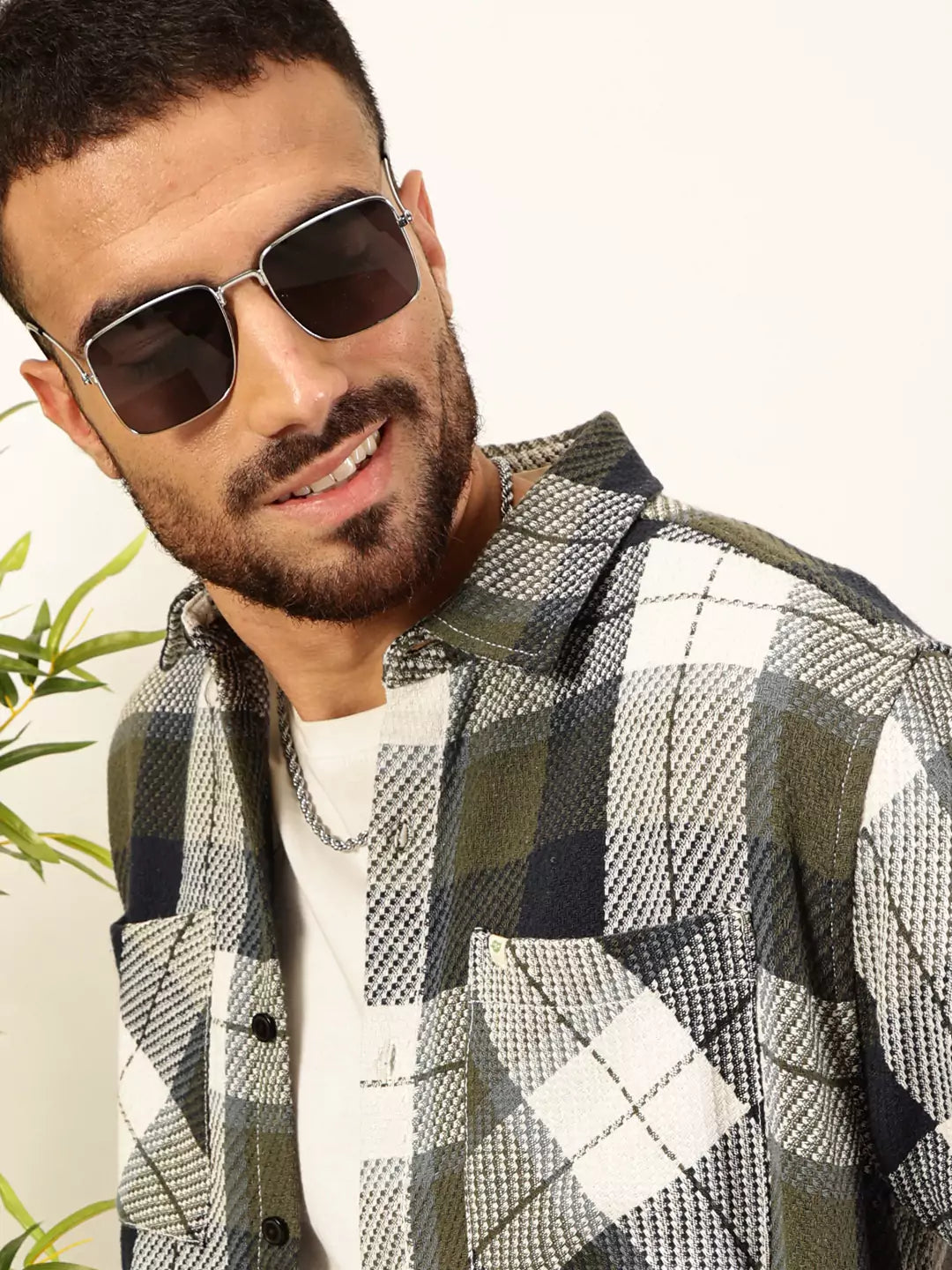 Thomas Scott Men Premium Tartan Checked Casual Shirt