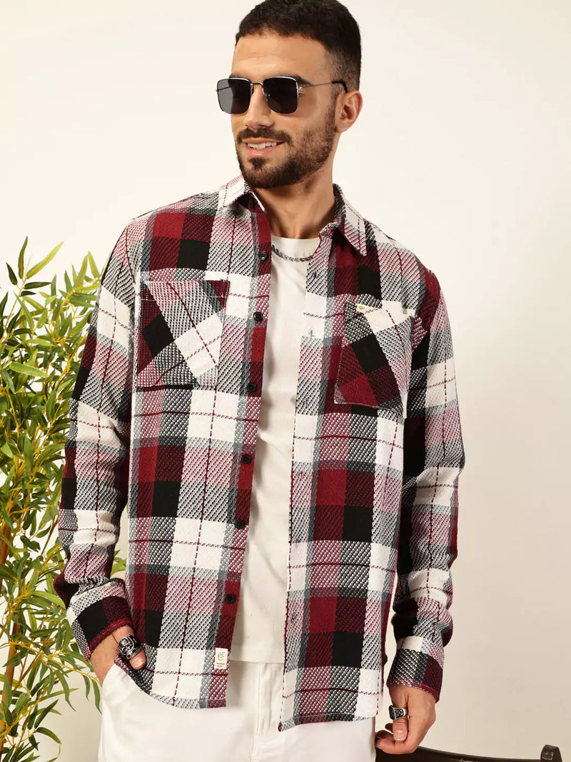Thomas Scott Men Premium Tartan Checked Casual Shirt