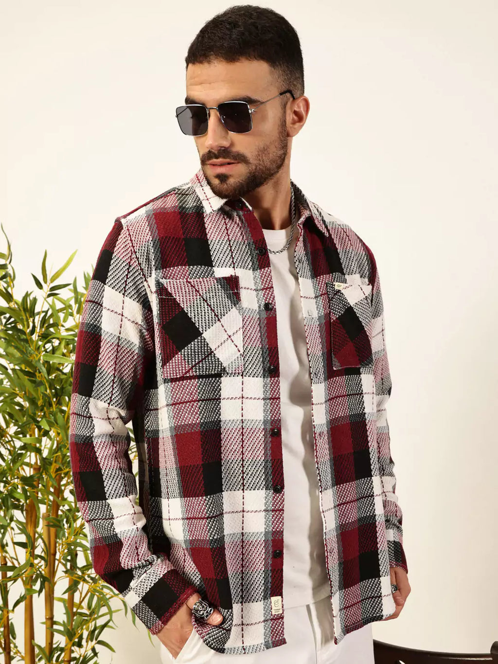 Thomas Scott Men Premium Tartan Checked Casual Shirt