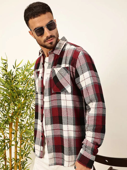 Thomas Scott Men Premium Tartan Checked Casual Shirt