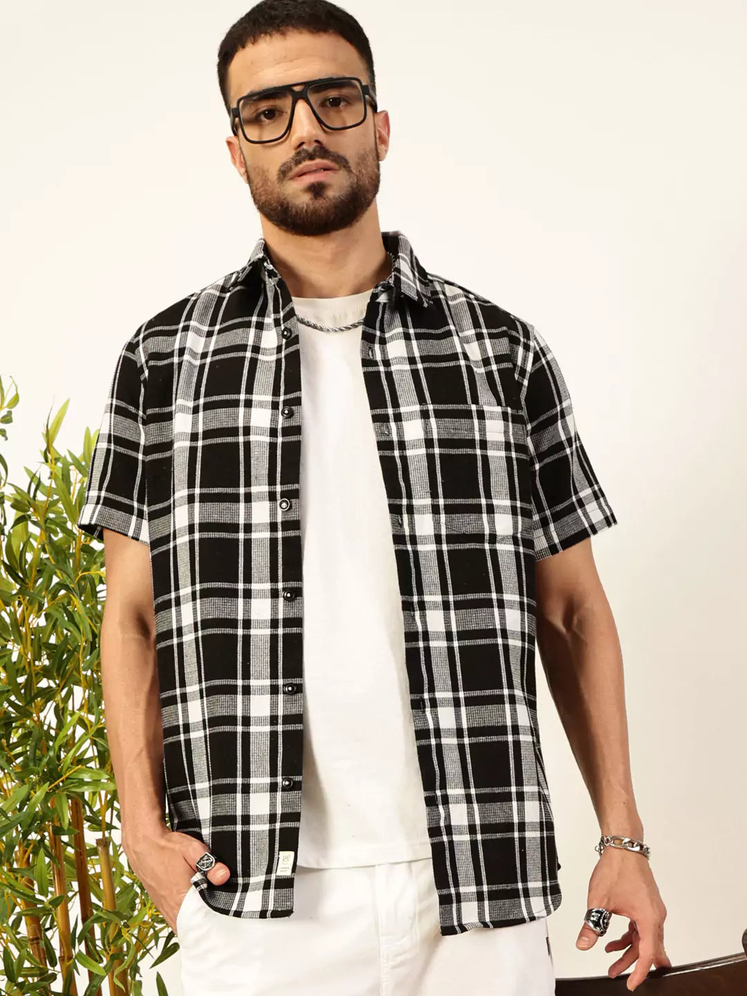 Thomas Scott Men Premium Slim Fit Tartan Checked Casual Shirt