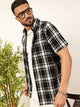 Black Premium Slim Fit Tartan Checked Casual Shirt For Men