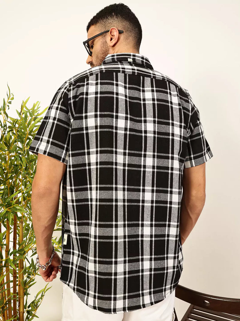 Thomas Scott Men Premium Slim Fit Tartan Checked Casual Shirt