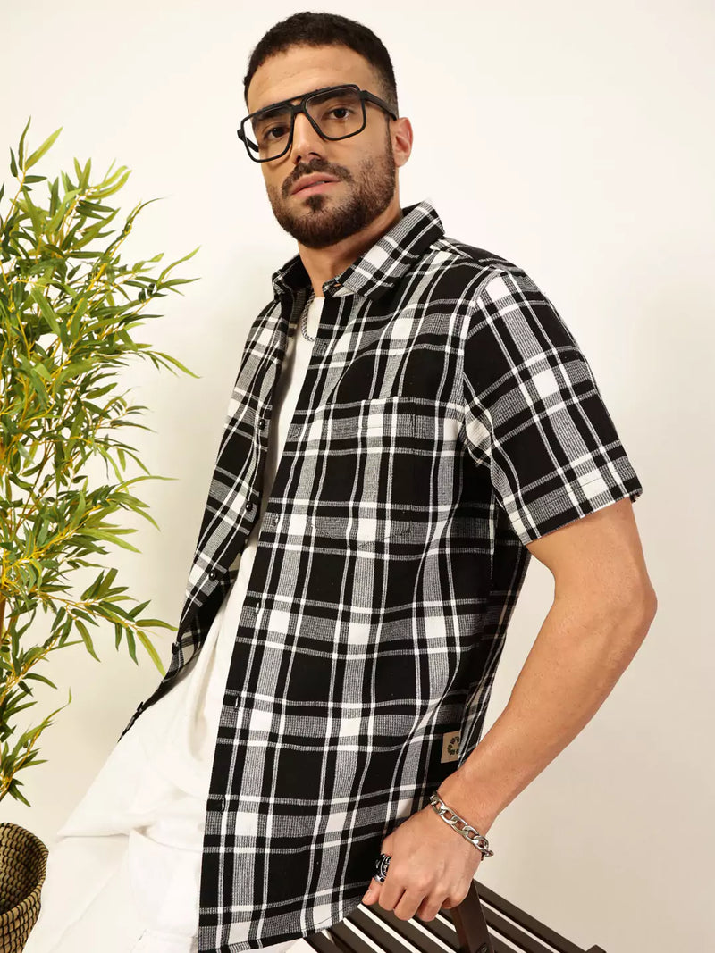 Thomas Scott Men Premium Slim Fit Tartan Checked Casual Shirt