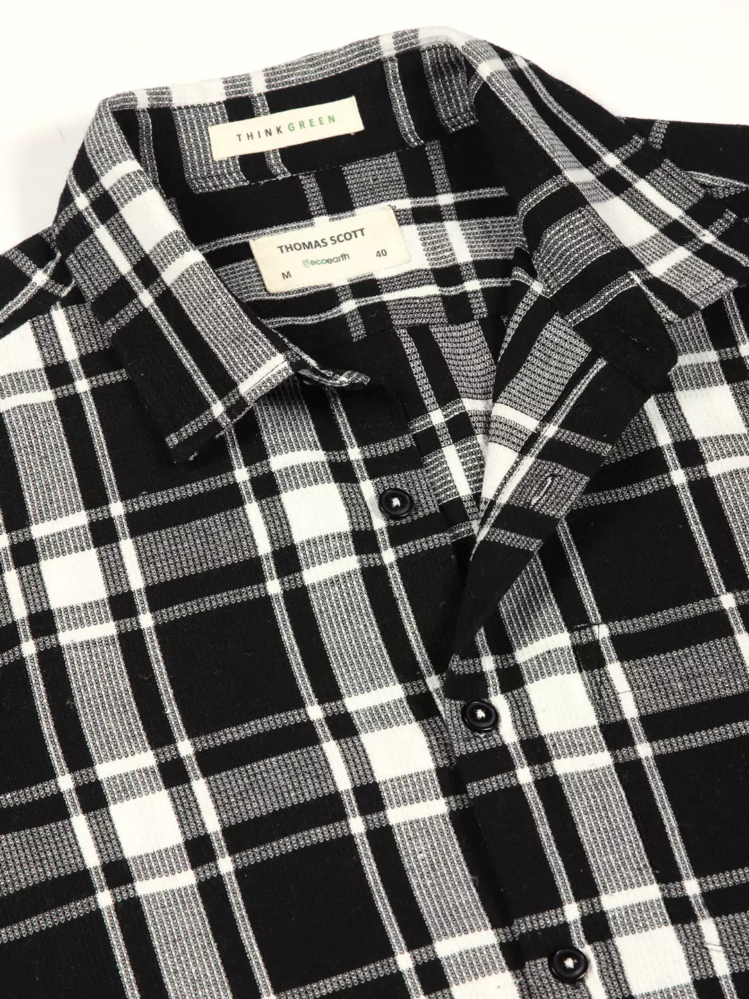 Thomas Scott Men Premium Slim Fit Tartan Checked Casual Shirt