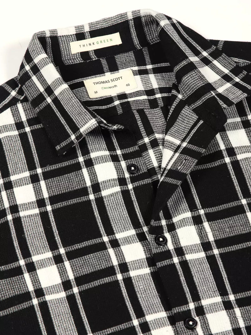 Thomas Scott Men Premium Slim Fit Tartan Checked Casual Shirt