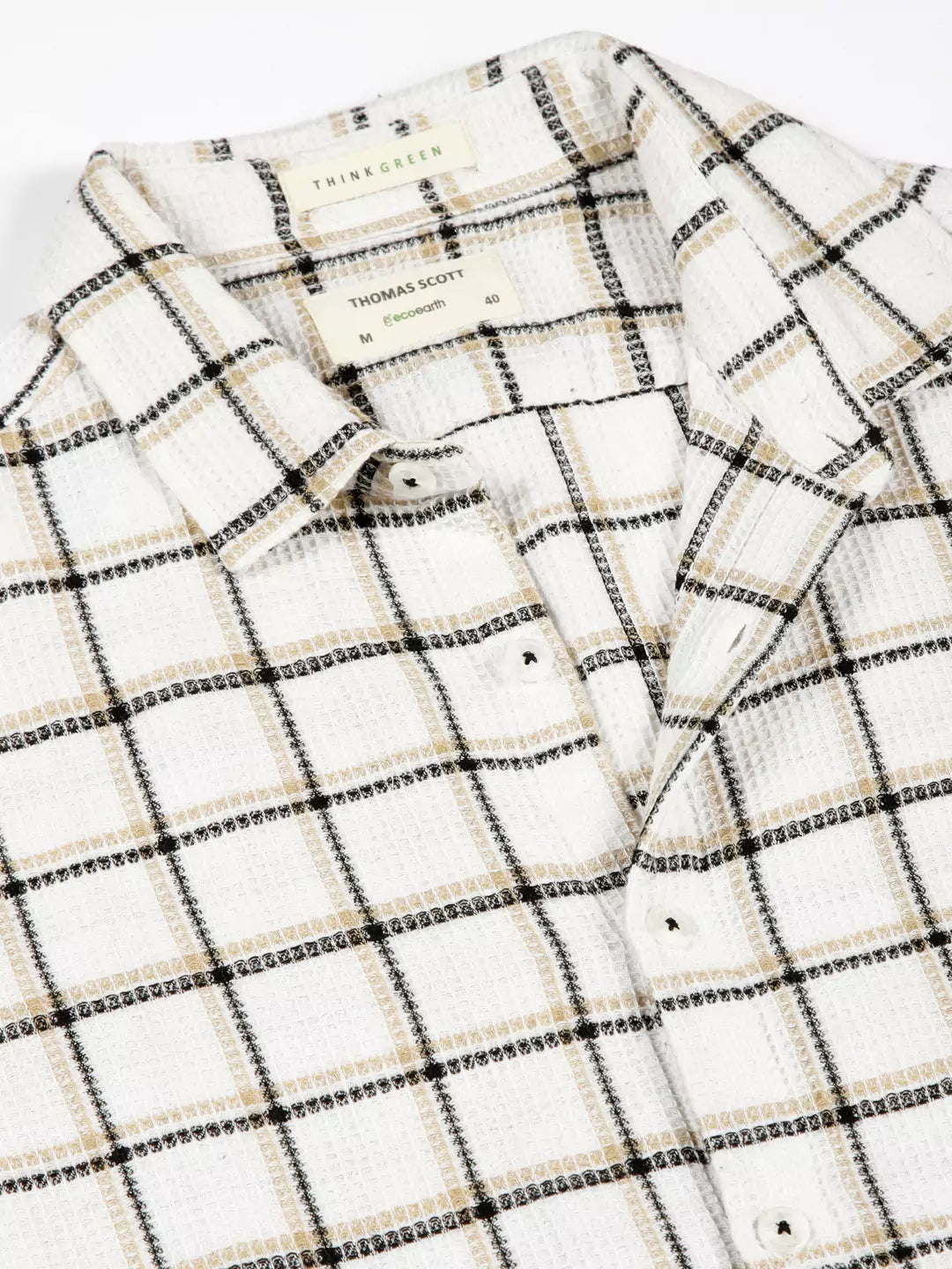 Thomas Scott Men Premium Slim Fit Windowpane Checked Casual Shirt