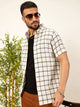 White Premium Slim Fit Windowpane Checked Casual Shirt For Men