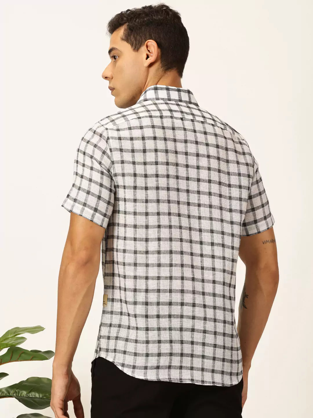 Thomas Scott Men Premium Tartan Checks Checked Cotton & Linen Casual Shirt