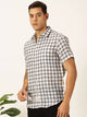Black Premium Tartan Checks Checked Cotton & Linen Casual Shirt For Men