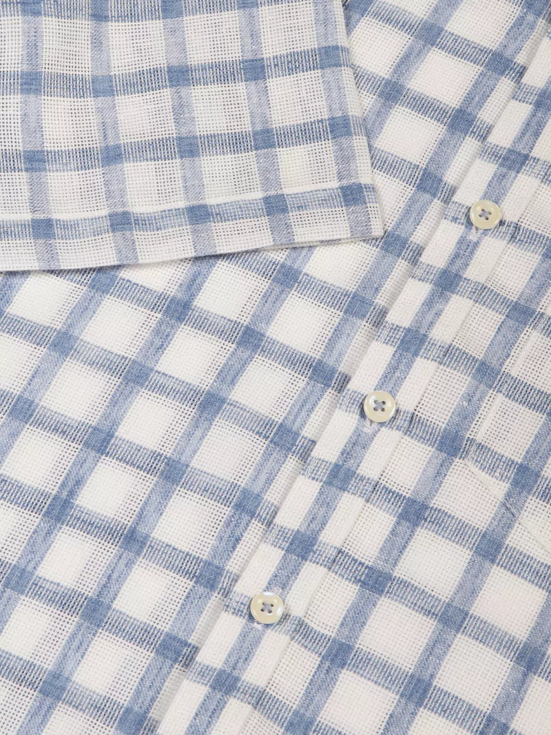 Thomas Scott Men Premium Tartan Checks Checked Cotton & Linen Casual Shirt