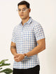 Blue Premium Tartan Checks Checked Cotton & Linen Casual Shirt For Men