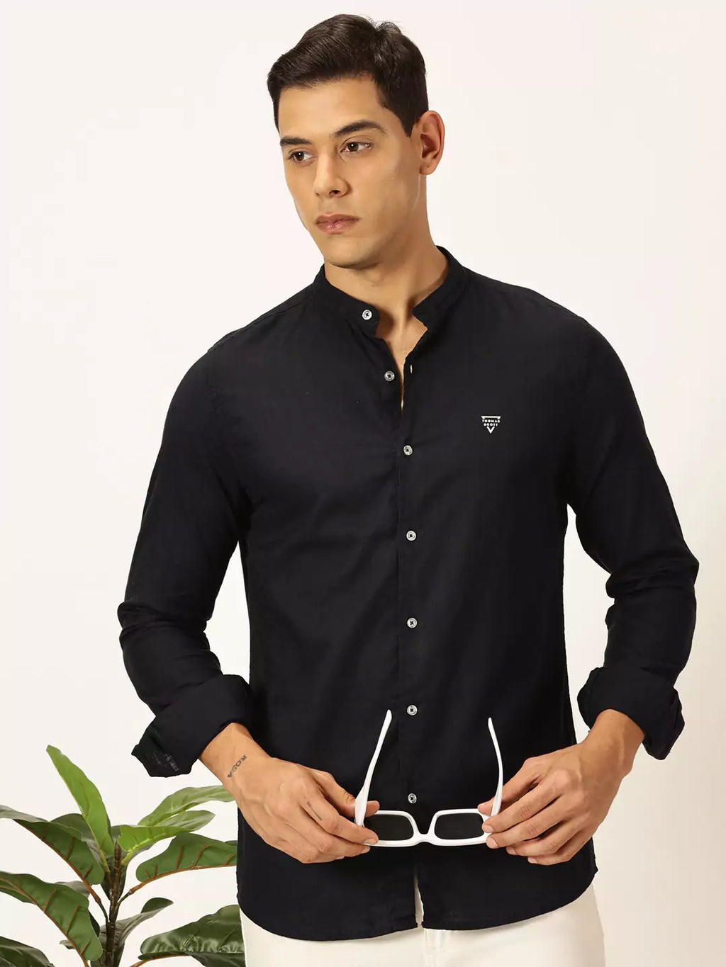 Thomas Scott Men Premium Slim Fit Opaque Casual Shirt