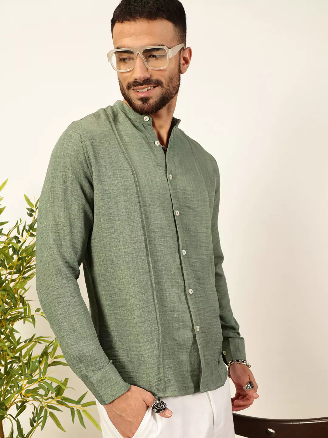 Thomas Scott Men Premium Slim Fit Textured Casual Shirt