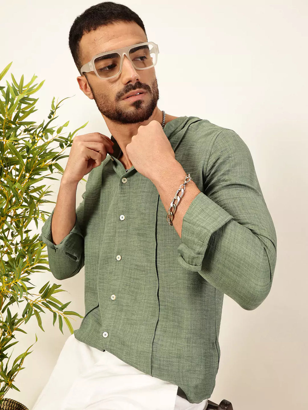 Thomas Scott Men Premium Slim Fit Textured Casual Shirt
