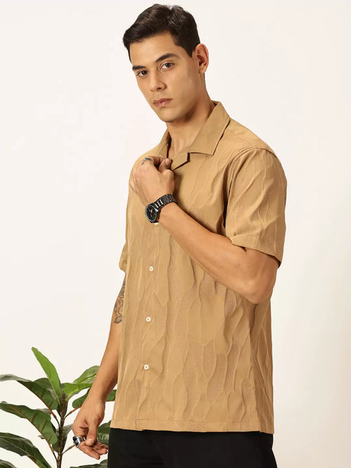 Thomas Scott Men Premium Slim Fit Self Design Textured Casual Shirt