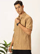Beige Premium Slim Fit Self Design Textured Casual Shirt For Men