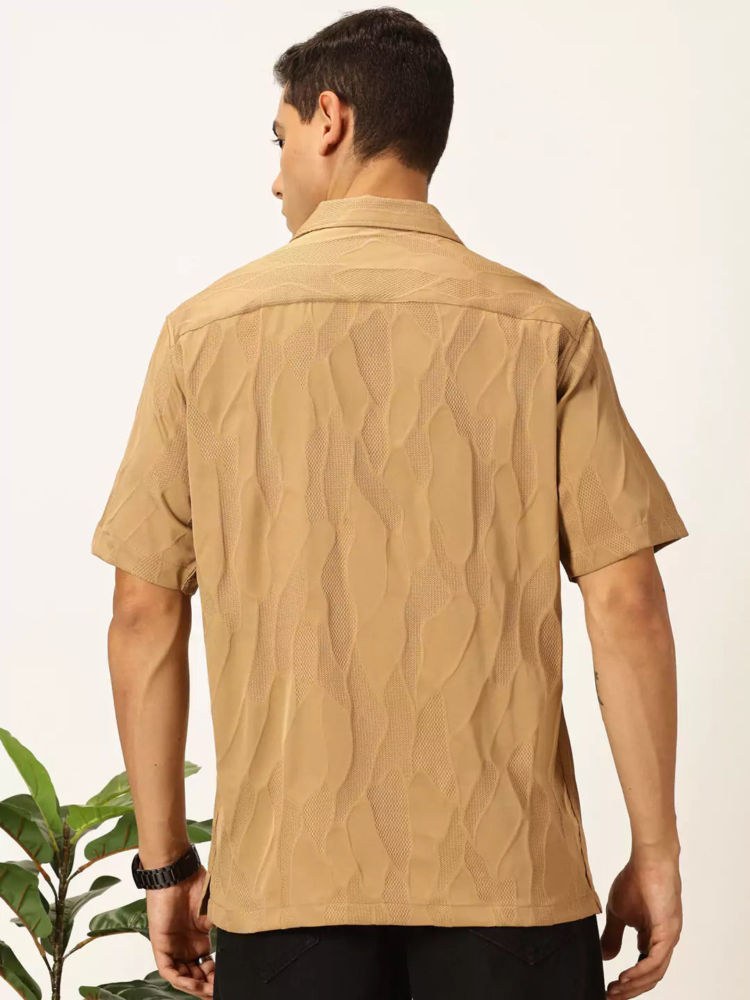 Thomas Scott Men Premium Slim Fit Self Design Textured Casual Shirt