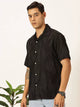 Black Premium Slim Fit Textured Casual Shirt For Men