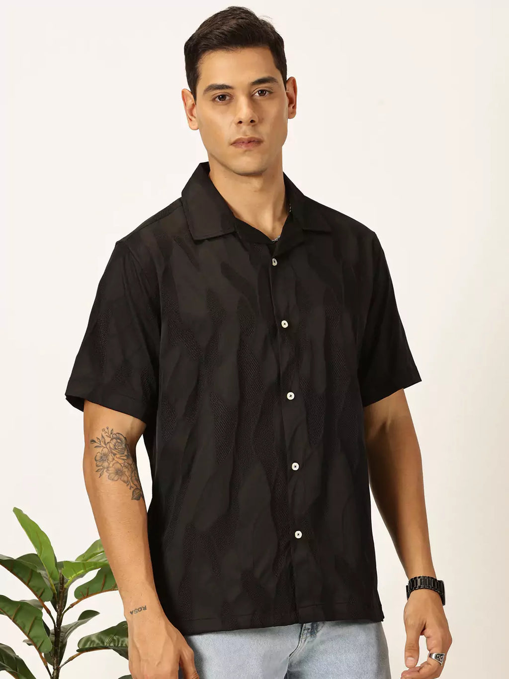 Thomas Scott Men Premium Slim Fit Textured Casual Shirt