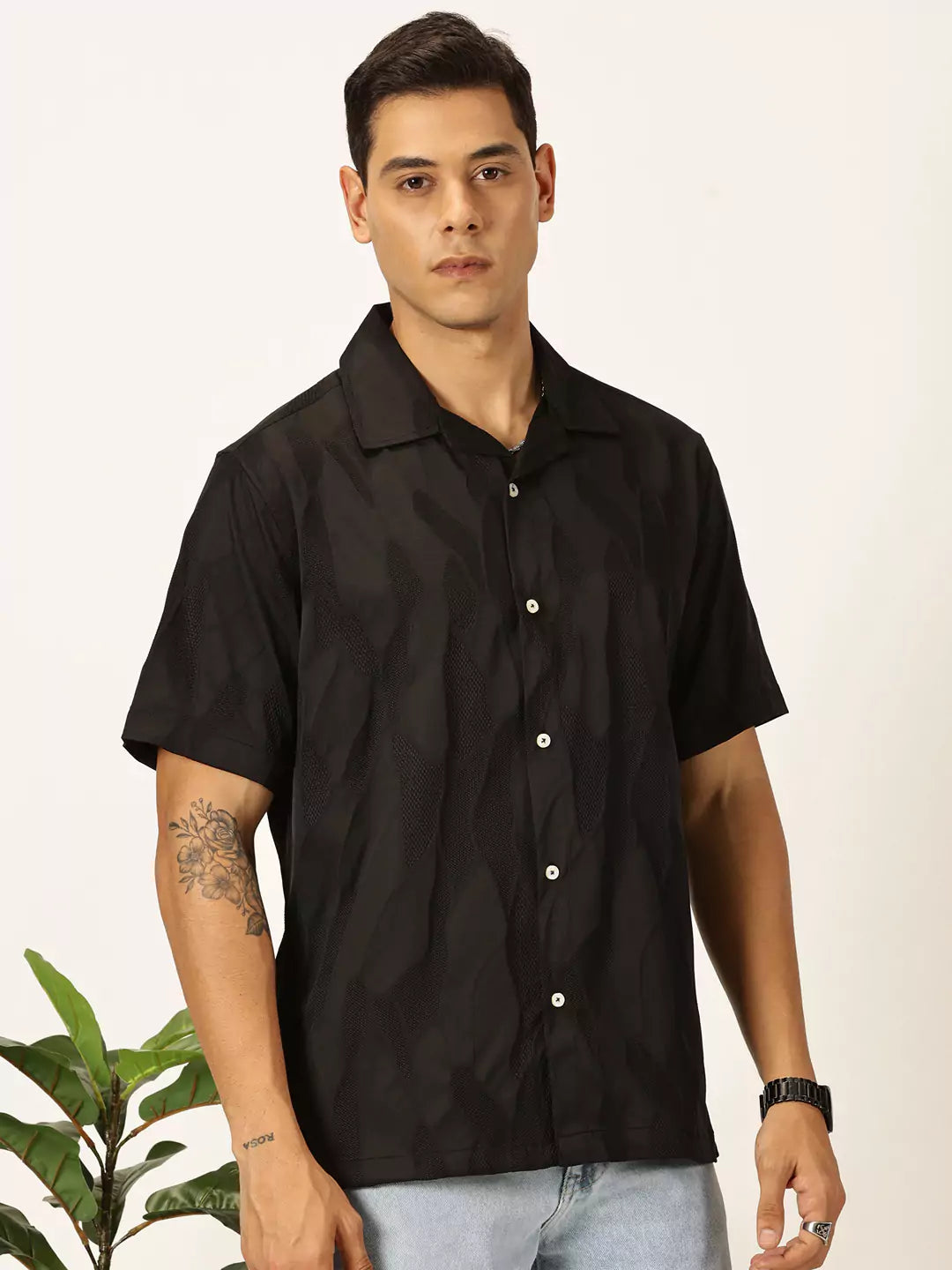 Thomas Scott Men Premium Slim Fit Textured Casual Shirt