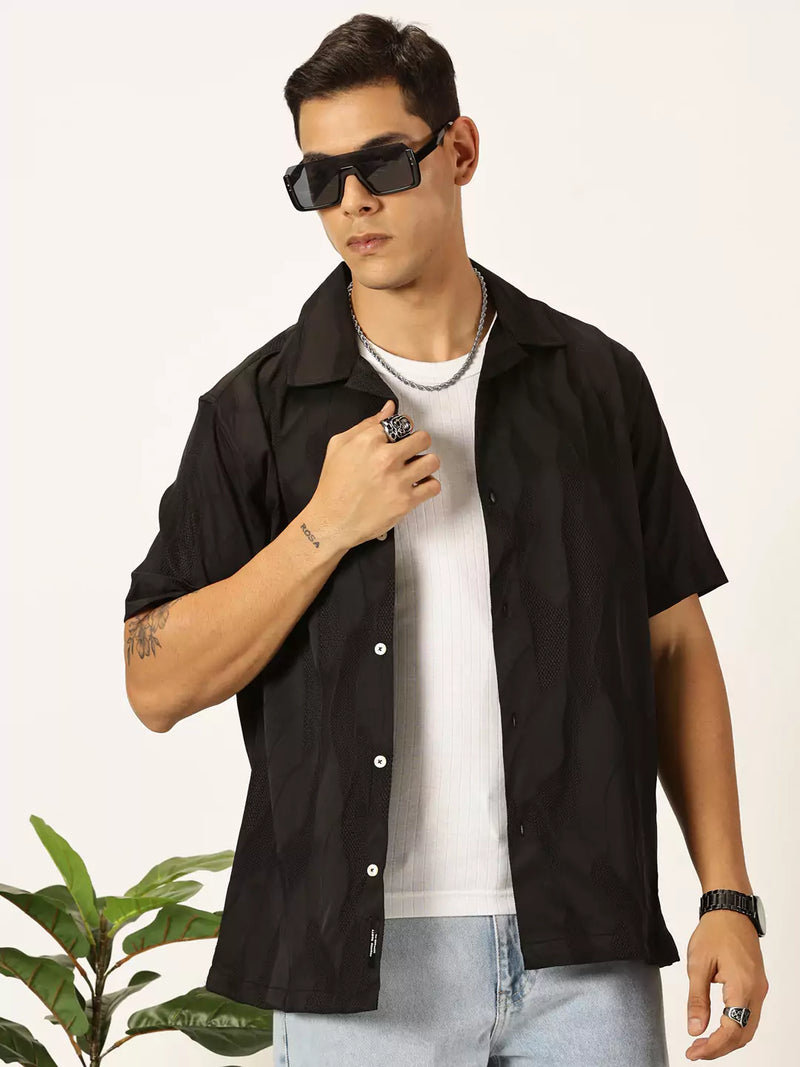 Thomas Scott Men Premium Slim Fit Textured Casual Shirt