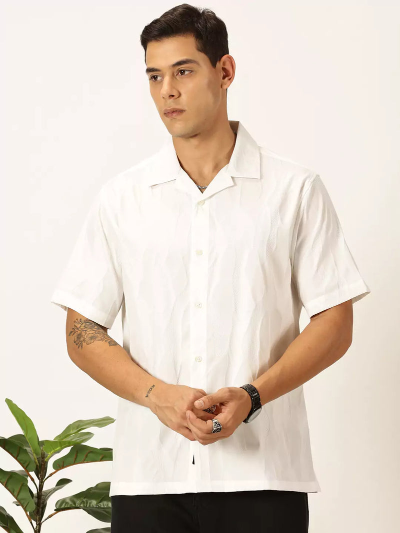 Thomas Scott Men Premium Slim Fit Textured Casual Shirt