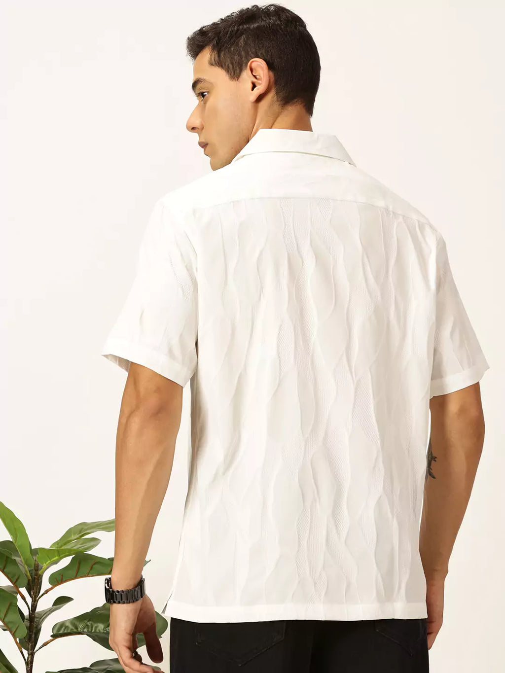 Thomas Scott Men Premium Slim Fit Textured Casual Shirt