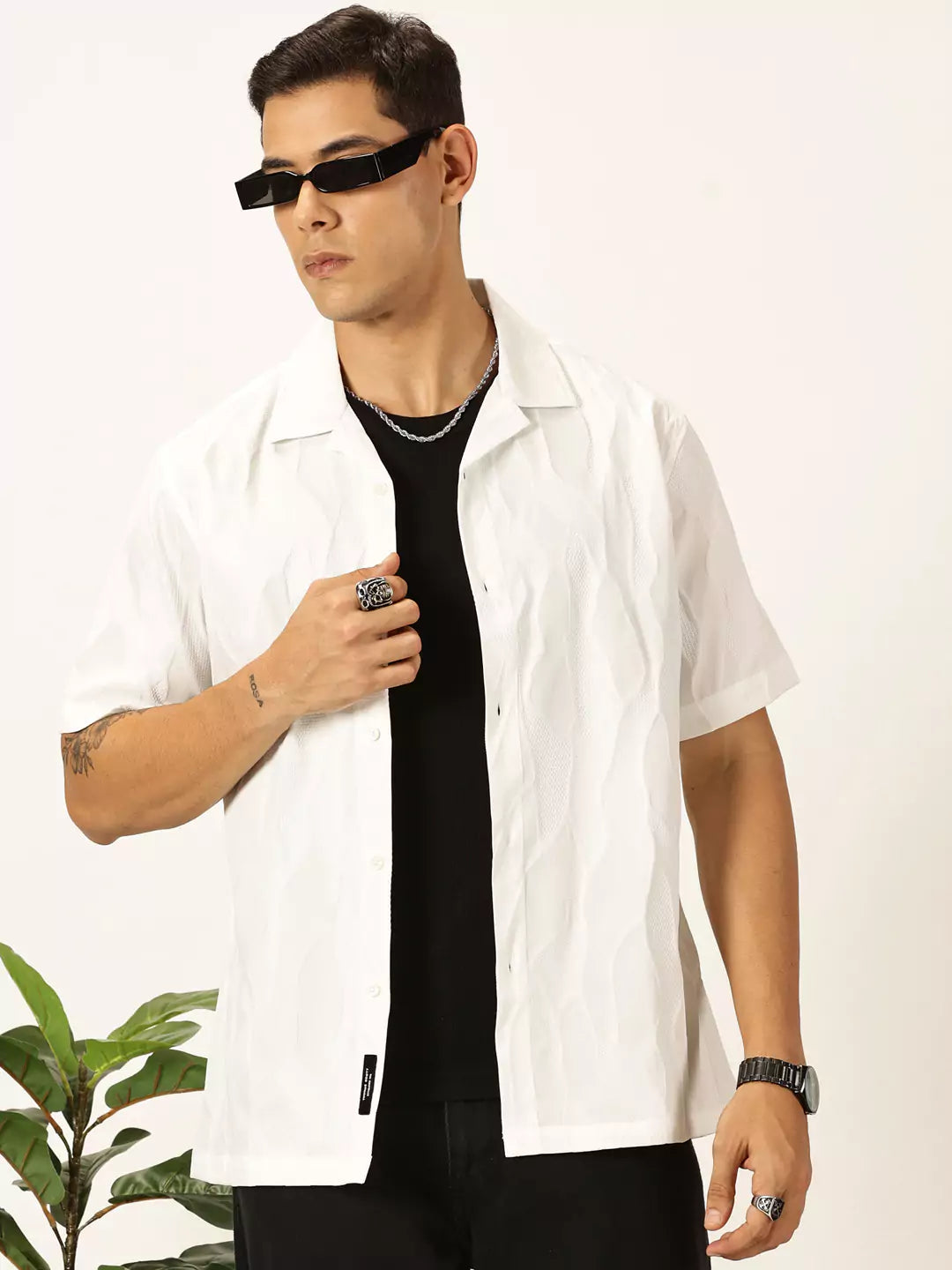 Thomas Scott Men Premium Slim Fit Textured Casual Shirt