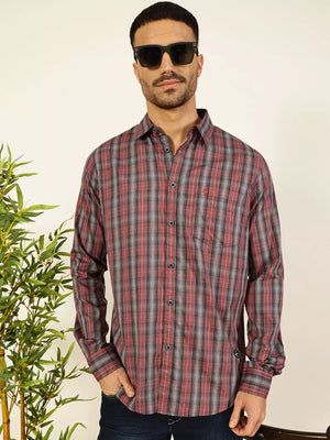 Thomas Scott Men Premium Spread Collar Multi Striped Cotton Slim Fit Casual Shirt