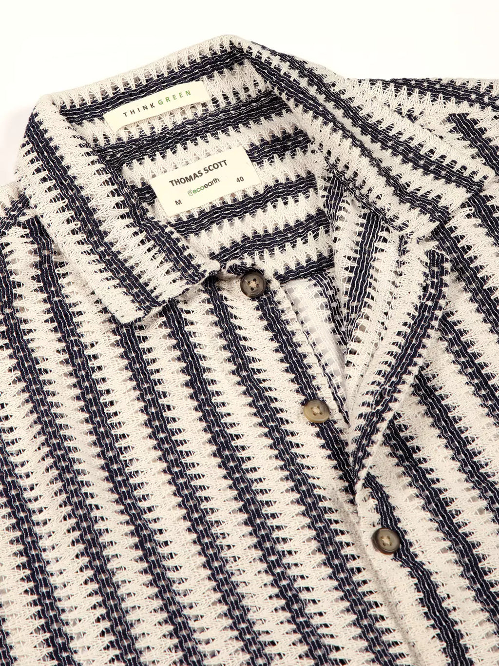 Thomas Scott Men Self Design Textured Cotton Regular Fit Semi-Sheer Casual Crochet Shirt