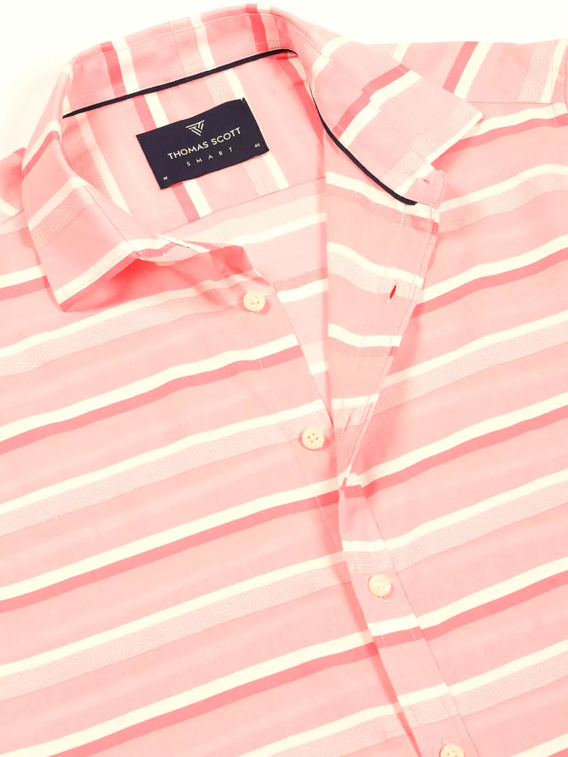 Thomas Scott Men Premium Spread Collar Striped Cotton Formal Shirt