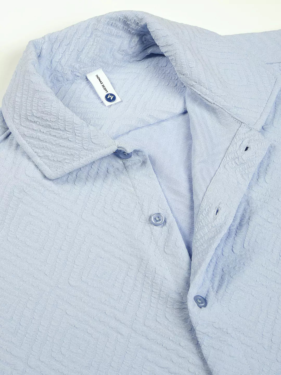 Thomas Scott Men Classic Spread Collar Micro Ditsy Printed Oversized Casual Shirt