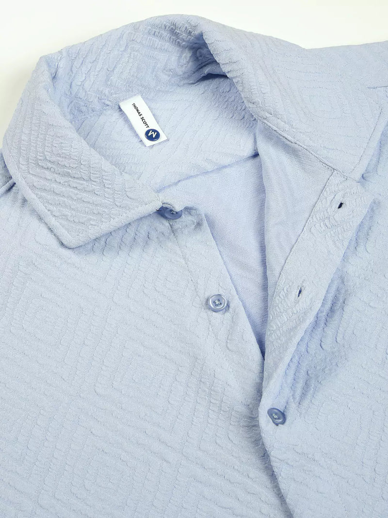 Thomas Scott Men Classic Spread Collar Micro Ditsy Printed Oversized Casual Shirt