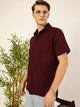 Maroon Classic Spread Collar Textured Oversized Casual Shirt For Men