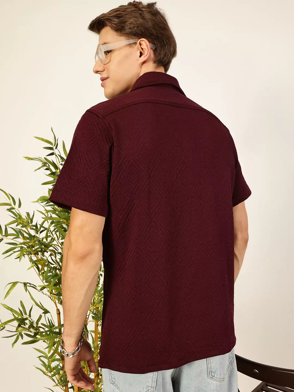 Thomas Scott Men Classic Spread Collar Solid Oversized Casual Shirt
