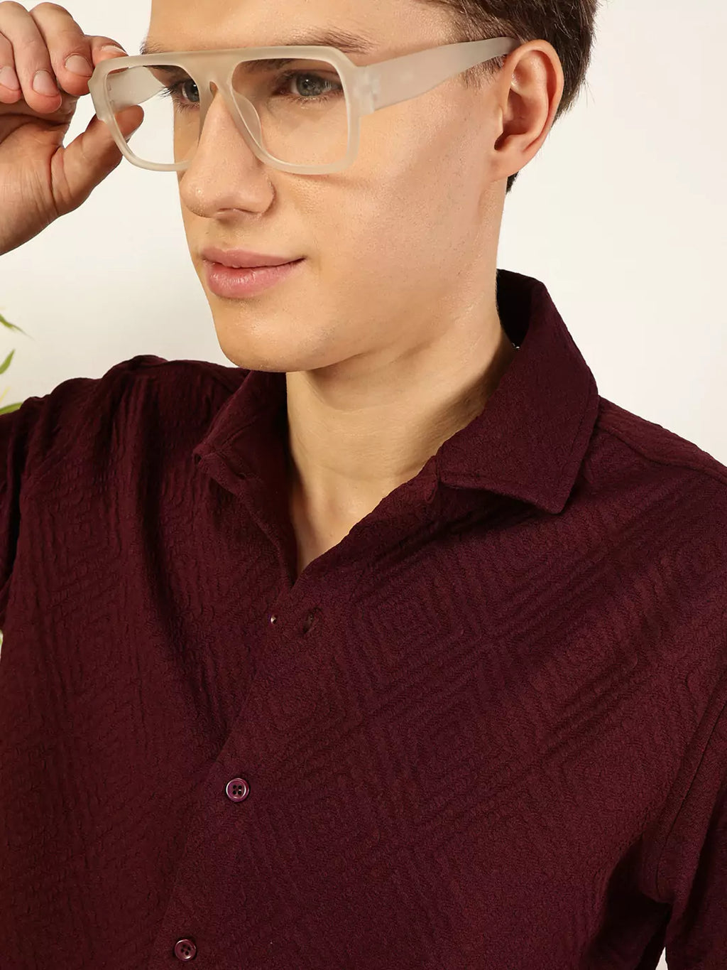 Thomas Scott Men Classic Spread Collar Solid Oversized Casual Shirt