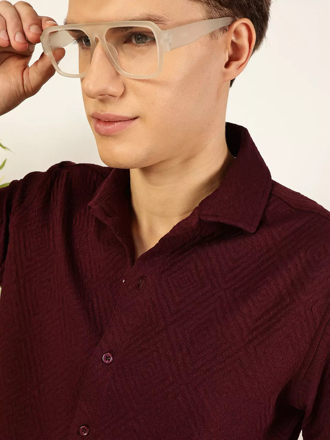 Thomas Scott Men Classic Spread Collar Solid Oversized Casual Shirt