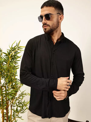 Thomas Scott Men Premium Slim Fit Vertical Stripes Textured Casual Shirt