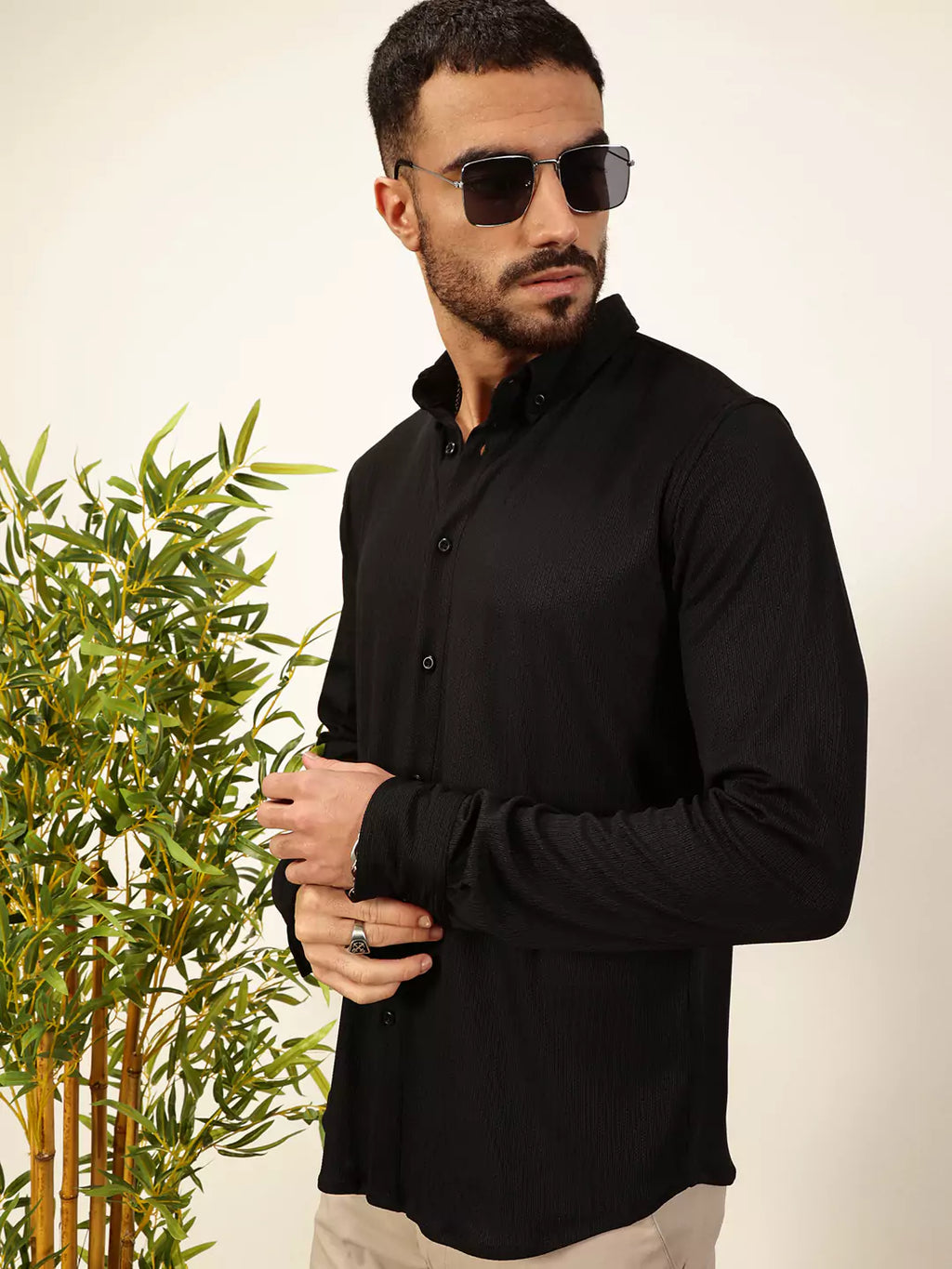 Thomas Scott Men Premium Slim Fit Vertical Stripes Textured Casual Shirt