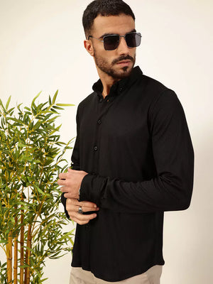 Thomas Scott Men Premium Slim Fit Vertical Stripes Textured Casual Shirt