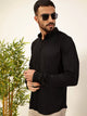 Black Premium Slim Fit Vertical Stripes Textured Casual Shirt For Men