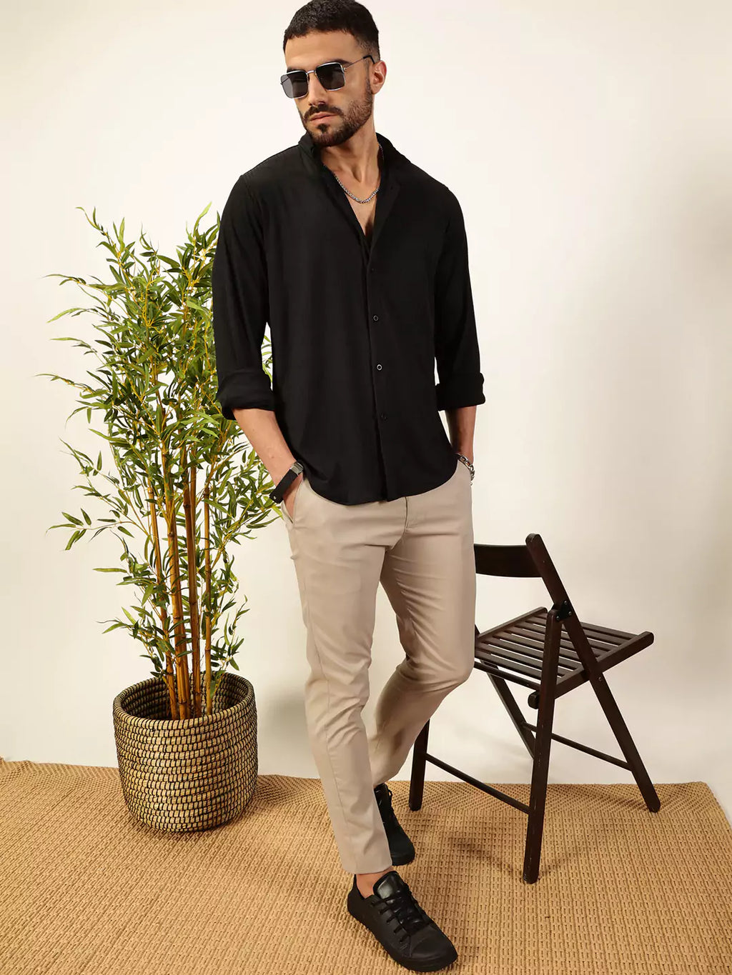 Thomas Scott Men Premium Slim Fit Vertical Stripes Textured Casual Shirt