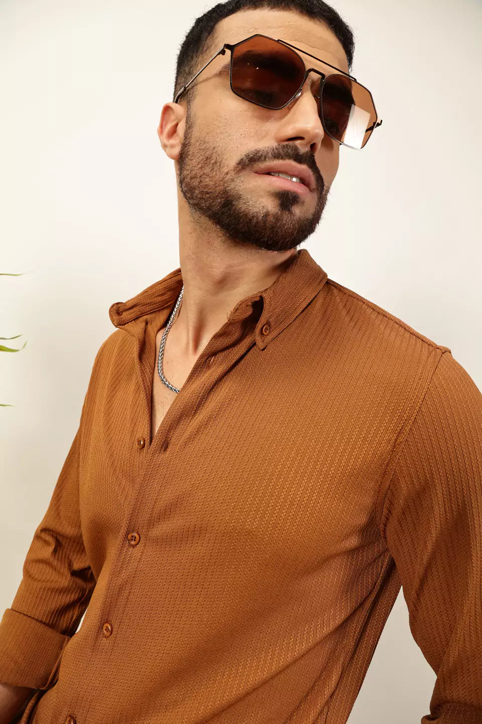 Thomas Scott Men Premium Slim Fit Vertical Stripes Textured Casual Shirt